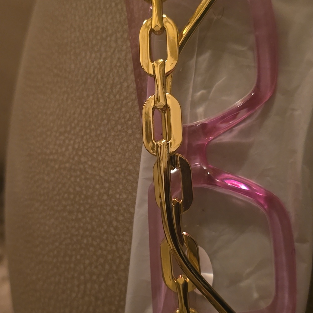 Pink and Gold Square Glasses(Readers)+4.00 - Picture 3 of 4